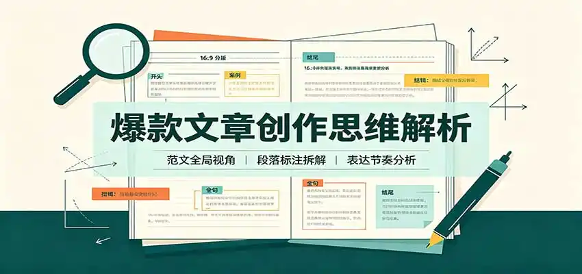 爆款文章创作思维解析：全局视角拆解范文，梳理行文逻辑，搭配真实拆文实操案例-亿起创业网-副业兼职月入过万-自媒体、引流推广、网赚项目、短视频、技术教程等创业项目资源