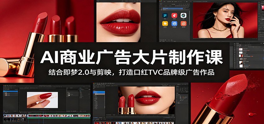 AI商业广告大片制作课：结合即梦2.0与剪映，打造口红TVC品牌级广告作品-亿起创业网-副业兼职月入过万-自媒体、引流推广、网赚项目、短视频、技术教程等创业项目资源