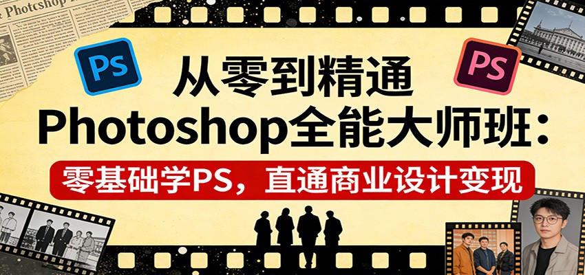从零到精通Photoshop全能大师班：零基础学PS，直通商业设计变现-亿佰盟网