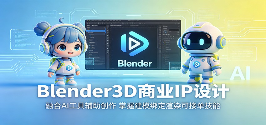 Blender3D商业IP设计：融合AI工具辅助创作，掌握建模绑定渲染可接单技能-亿起创业网-副业兼职月入过万-自媒体、引流推广、网赚项目、短视频、技术教程等创业项目资源