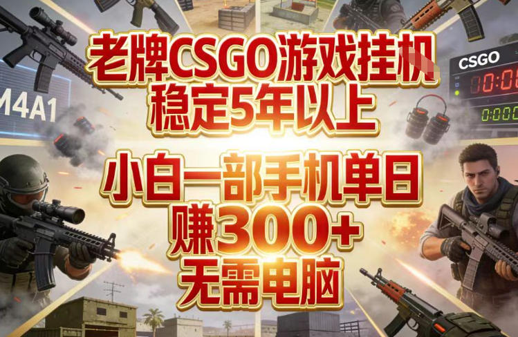 老牌CSGO游戏挂G，稳定5年以上，小白一部手机单日賺3张+，无需电脑【揭秘】-亿佰盟网