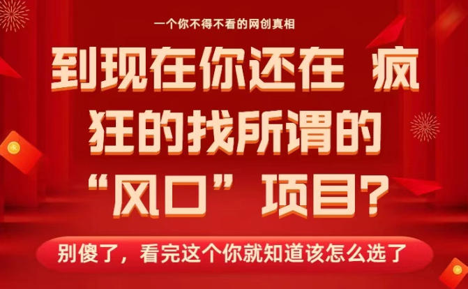 马上26年了，你还在找所谓的风口项目？别傻了，看完这个你全都懂了！【揭秘】-亿佰盟网