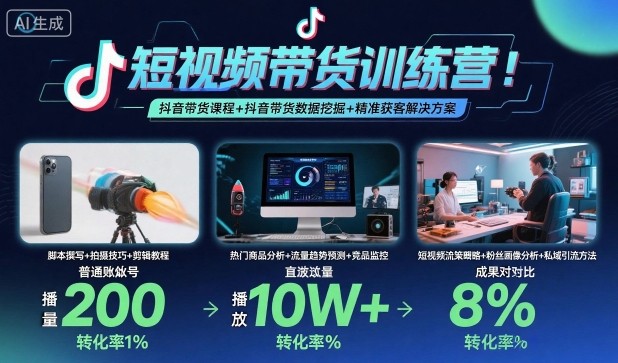 短视频带货训练营，抖音带货课程+抖音带货数据挖掘+精准获客解决方案-亿佰盟网