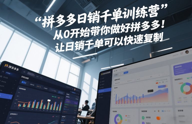 拼多多日销千单训练营，从0开始带你做好拼多多，让日销千单可以快速复制(更新26年6月)-亿起创业网-副业兼职月入过万-自媒体、引流推广、网赚项目、短视频、技术教程等创业项目资源