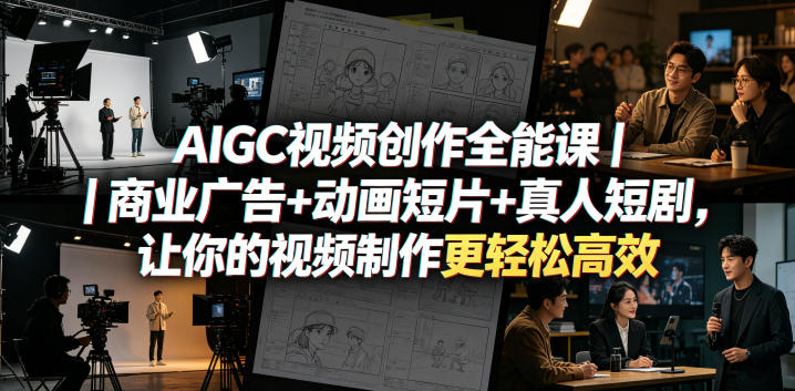 AIGC视频创作全能课｜商业广告+动画短片+真人短剧，让你的视频制作更轻松高效-亿起创业网-副业兼职月入过万-自媒体、引流推广、网赚项目、短视频、技术教程等创业项目资源