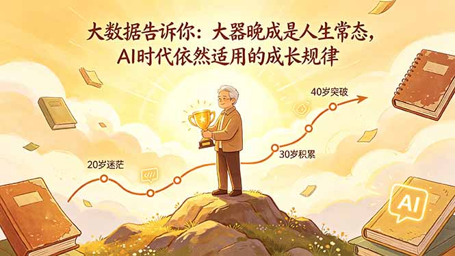 付费文章：大数据告诉你：大器晚成是人生常态，AI 时代依然适用的成长规律-亿起创业网-副业兼职月入过万-自媒体、引流推广、网赚项目、短视频、技术教程等创业项目资源