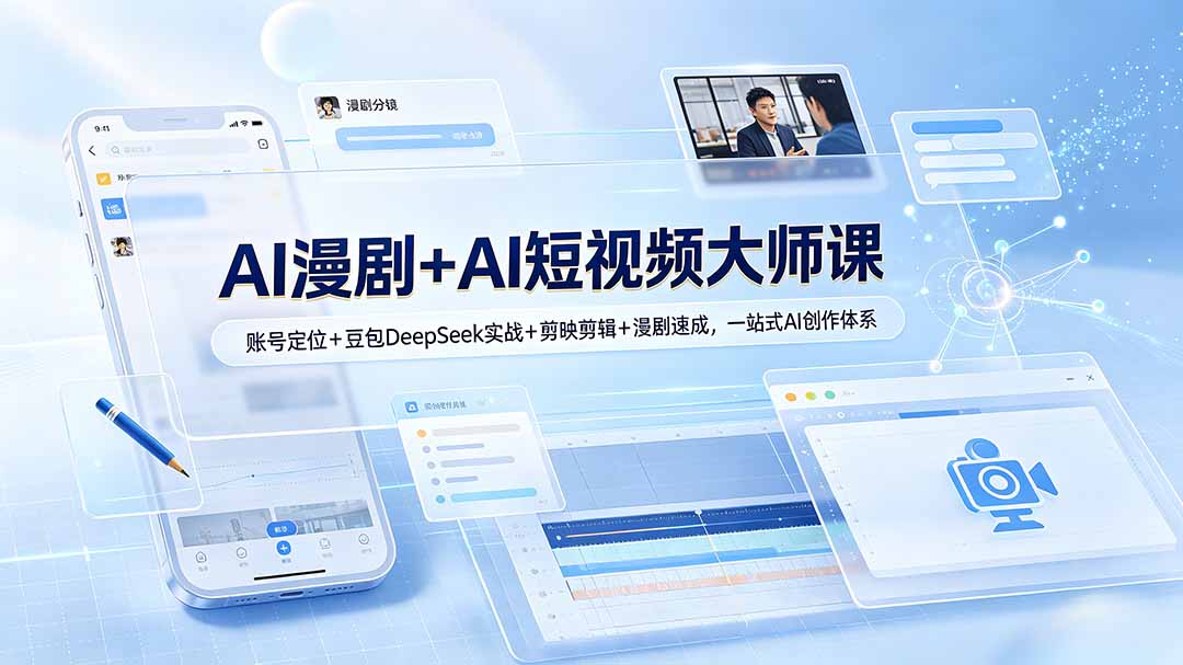 AI漫剧+AI短视频大师课：账号定位+豆包DeepSeek实战+剪映剪辑+漫剧速成，一站式AI创作体系-亿起创业网-副业兼职月入过万-自媒体、引流推广、网赚项目、短视频、技术教程等创业项目资源