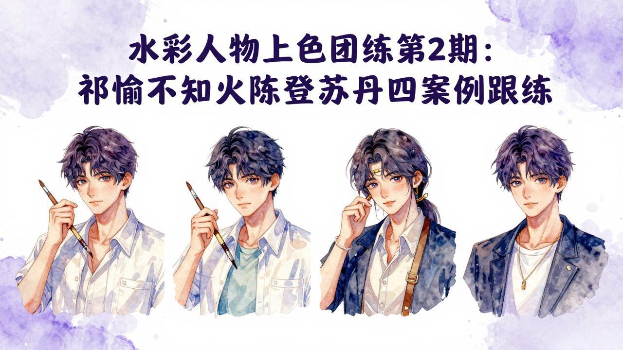 水彩人物上色团练第2期：祁煜不知火陈登苏丹四案例跟练，手把手提升绘画能力-亿起创业网-副业兼职月入过万-自媒体、引流推广、网赚项目、短视频、技术教程等创业项目资源