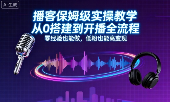 播客保姆级实操教学，从0搭建到开播全流程，零经验也能做，低粉也能高变现-亿佰盟网