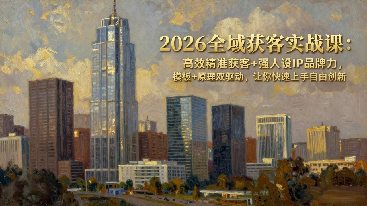 2026全域获客实战课：高效精准获客+强人设IP品牌力，模板+原理双驱动，让你快速上手自由创新-亿佰盟网
