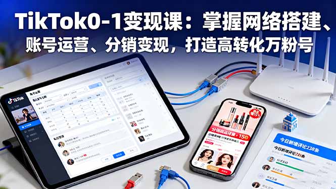 TikTok0-1变现课：掌握网络搭建、账号运营、分销变现，打造高转化万粉号-亿佰盟网