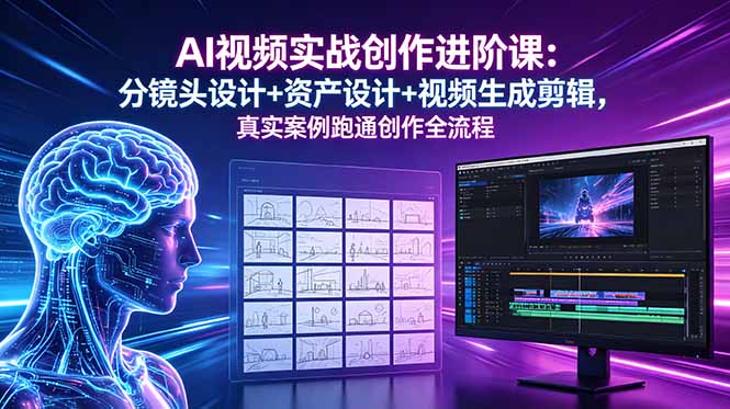 AI视频实战创作进阶课：分镜头设计+资产设计+视频生成剪辑，真实案例跑通创作全流程-亿起创业网-副业兼职月入过万-自媒体、引流推广、网赚项目、短视频、技术教程等创业项目资源