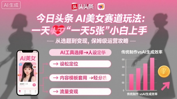 今日头条AI美女赛道玩法，一天轻松5张，小白轻松上手-亿佰盟网
