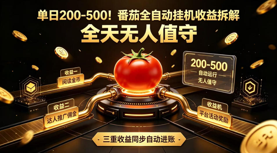 单日200-500！番茄全自动挂G收益拆解，全天无人值守，矩阵操作收益翻倍【揭秘】-亿起创业网-副业兼职月入过万-自媒体、引流推广、网赚项目、短视频、技术教程等创业项目资源