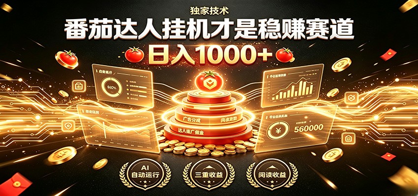 别再瞎找副业！番茄达人挂机才是稳赚赛道 日入1000+-亿起创业网-副业兼职月入过万-自媒体、引流推广、网赚项目、短视频、技术教程等创业项目资源