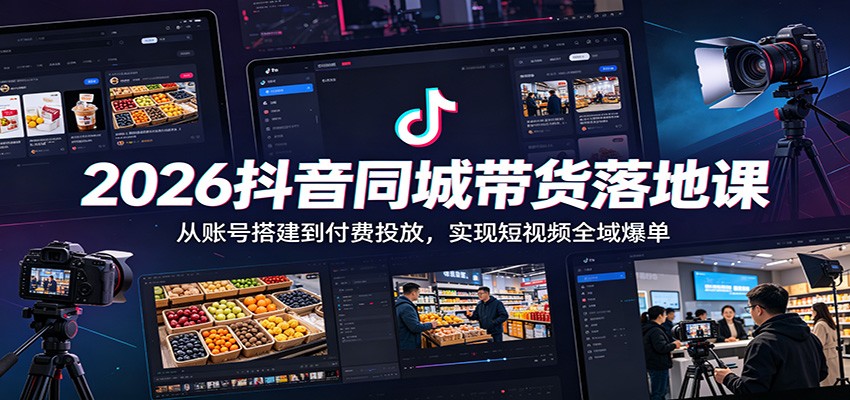 2026抖音同城带货落地课：从账号搭建到付费投放，实现短视频全域爆单-亿起创业网-副业兼职月入过万-自媒体、引流推广、网赚项目、短视频、技术教程等创业项目资源