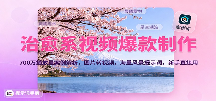 治愈系视频爆款制作，700万播放量案例解析，图片转视频，海量风景提示词，新手直接用-亿佰盟网