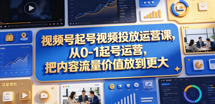 视频号起号视频投放运营课，从0-1起号运营，把内容流量价值放到更大-亿起创业网-副业兼职月入过万-自媒体、引流推广、网赚项目、短视频、技术教程等创业项目资源