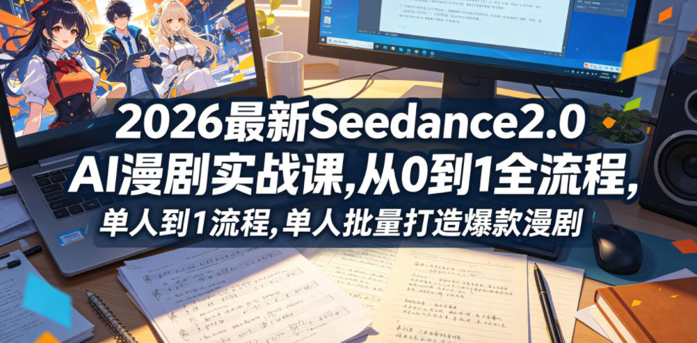 2026最新Seedance2.0 AI漫剧实战课,，从0到1全流程，单人批量打造爆款漫剧-亿起创业网-副业兼职月入过万-自媒体、引流推广、网赚项目、短视频、技术教程等创业项目资源