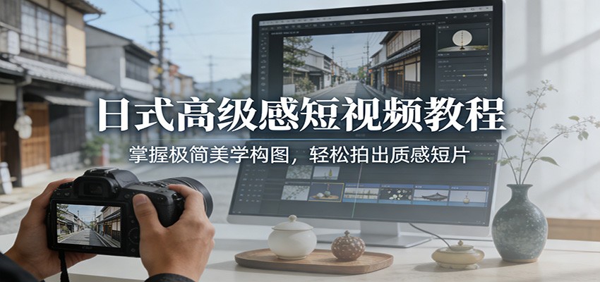 日式高级感短视频教程：掌握极简美学构图，轻松拍出质感短片-亿佰盟网