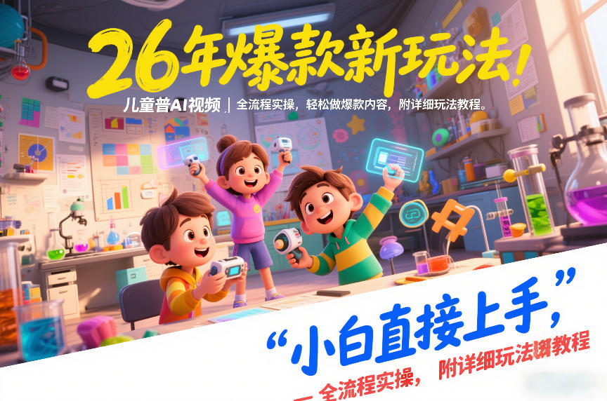 26年爆款新玩法，儿童科普AI视频，全流程实操，轻松做爆款内容，小白直接上手，附详细玩法教程-亿佰盟网