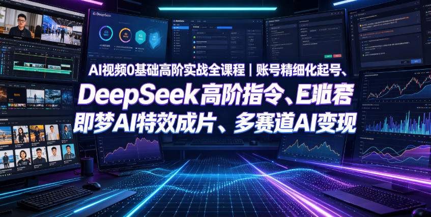 AI视频0基础高阶实战全课程｜账号精细化起号、DeepSeek高阶指令、即梦AI特效成片、多赛道AI短视频量产变现-亿起创业网-副业兼职月入过万-自媒体、引流推广、网赚项目、短视频、技术教程等创业项目资源