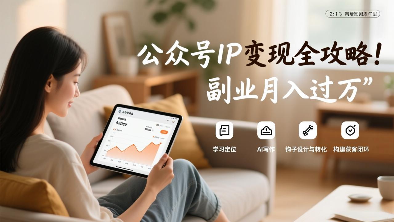 公众号IP变现全攻略，学习定位、AI写作、钩子设计与转化，构建获客闭环，副业月入过万-亿佰盟网