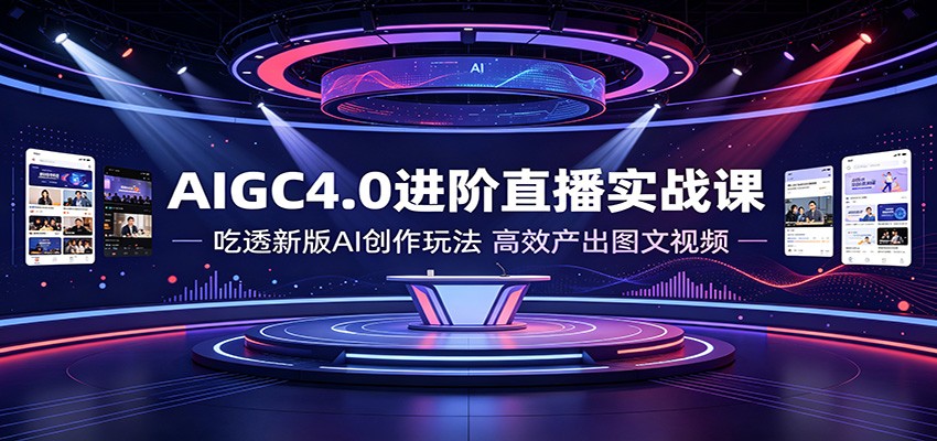 AIGC4.0进阶直播实战课：吃透新版AI创作玩法，高效产出图文视频-亿起创业网-副业兼职月入过万-自媒体、引流推广、网赚项目、短视频、技术教程等创业项目资源