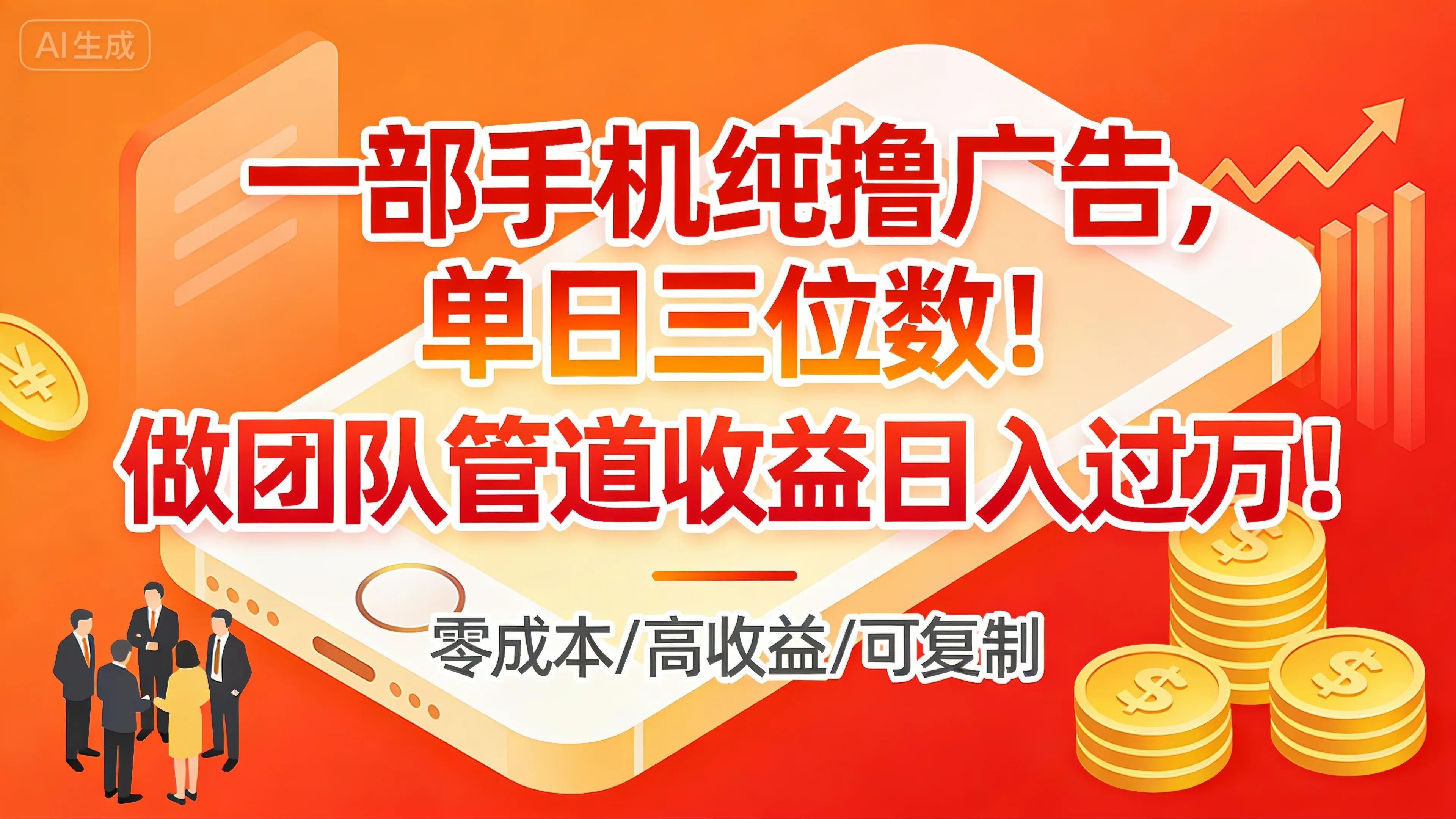 一部手机纯撸广告，单日三位数！做团队管道收益日入过万！-亿佰盟网