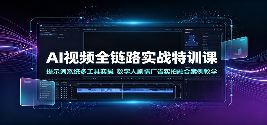 AI视频全链路实战特训课：提示词系统多工具实操，数字人剧情广告实拍融合案例教学-亿起创业网-副业兼职月入过万-自媒体、引流推广、网赚项目、短视频、技术教程等创业项目资源