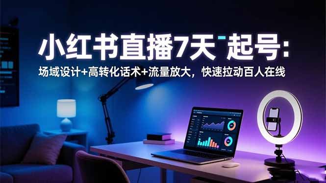 小红书直播7天起号：场域设计+高转化话术+流量放大，快速拉动百人在线-亿佰盟网