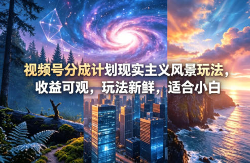 视频号分成计划现实主义风景玩法，收益可观，玩法新鲜，适合小白-亿起创业网-副业兼职月入过万-自媒体、引流推广、网赚项目、短视频、技术教程等创业项目资源
