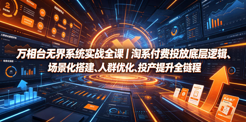 万相台无界系统实战全课｜淘系付费投放底层逻辑、场景化搭建、人群优化、投产提升全链路运营教程-亿起创业网-副业兼职月入过万-自媒体、引流推广、网赚项目、短视频、技术教程等创业项目资源