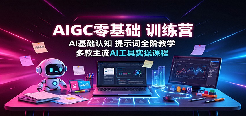 AIGC零基础训练营：AI基础认知，提示词全阶教学，多款主流AI工具实操课程-亿起创业网-副业兼职月入过万-自媒体、引流推广、网赚项目、短视频、技术教程等创业项目资源