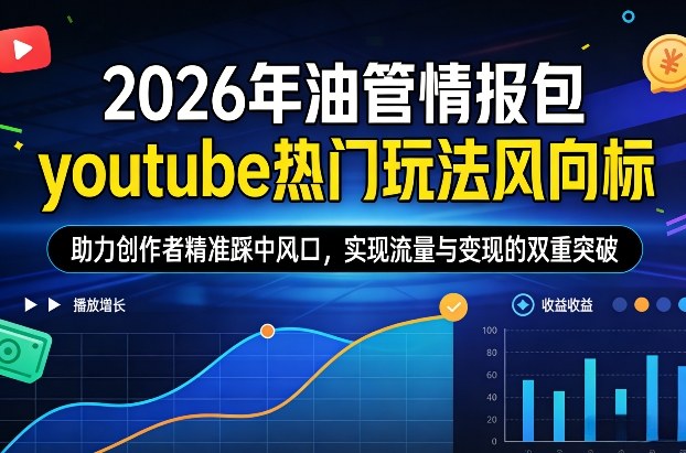 2026年油管情报包，youtube热门玩法风向标，助力创作者精准踩中风口，实现流量与变现的双重突破-亿佰盟网