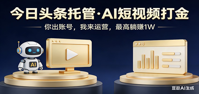 头条号AI托管，我提供作品，你提供账号，每天5分钟发布，小白躺赚3000+-亿佰盟网