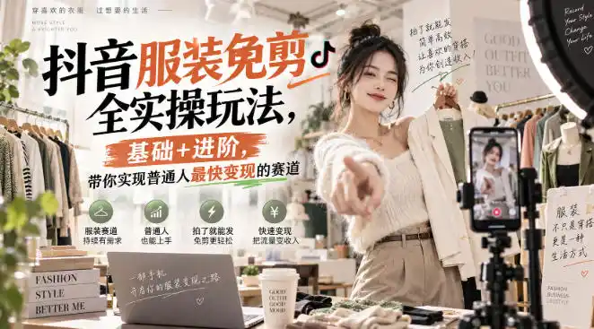 抖音服装免剪全实操玩法，基础+进阶，带你实现普通人最快变现的赛道-亿起创业网-副业兼职月入过万-自媒体、引流推广、网赚项目、短视频、技术教程等创业项目资源