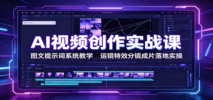 AI视频创作实战课:图文提示词系统教学,运镜特效分镜成片落地实操-亿起创业网-副业兼职月入过万-自媒体、引流推广、网赚项目、短视频、技术教程等创业项目资源
