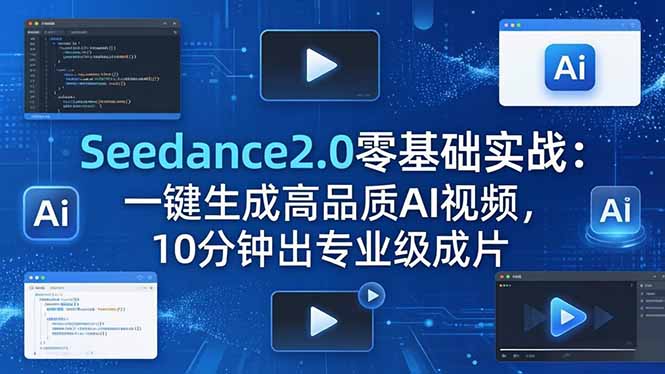 Seedance2.0零基础实战：一键生成高品质AI视频，10分钟出专业级成片-亿起创业网-副业兼职月入过万-自媒体、引流推广、网赚项目、短视频、技术教程等创业项目资源