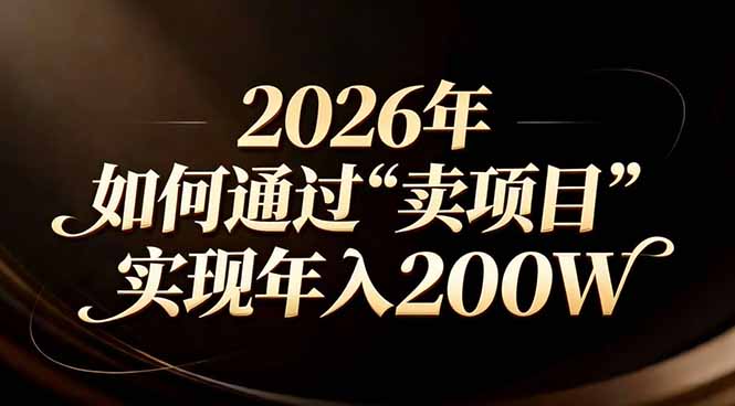 站在2026年的十字路口：一个普通人如何通过卖项目实现年入200万-亿佰盟网