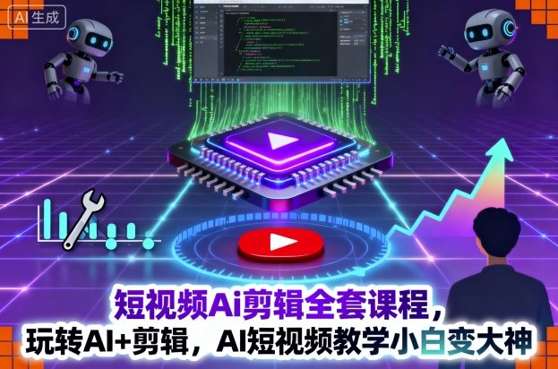 短视频Ai剪辑全套课程，玩转AI+剪辑，AI短视频教学小白变大神-亿佰盟网