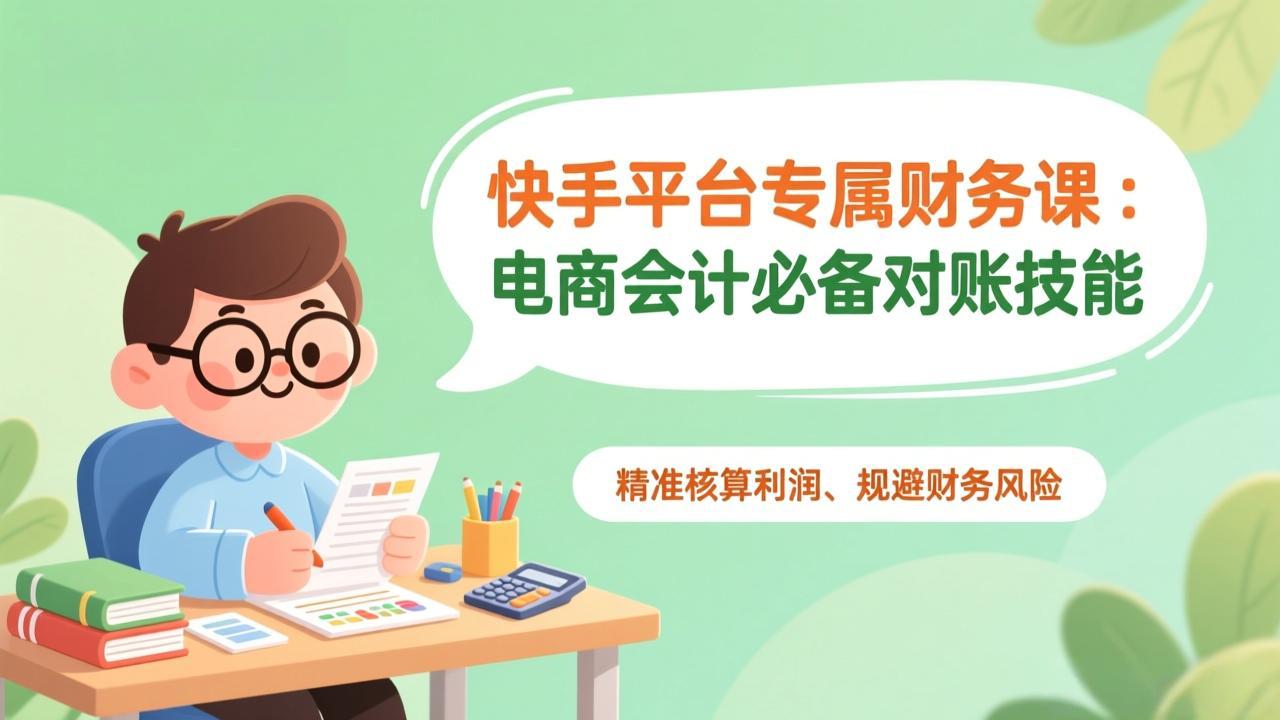 快手平台专属财务课：电商会计必备对账技能，精准核算利润、规避财务风险-亿佰盟网