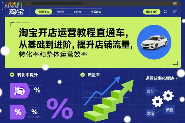 淘宝开店运营教程直通车，从基础到进阶，提升店铺流量，转化率和整体运营效率(更新26年3月)-亿佰盟网