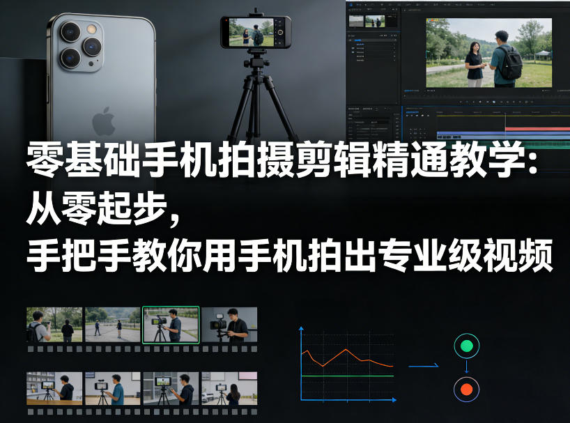 零基础手机拍摄剪辑精通教学：从零起步，手把手教你用手机拍出专业级视频-亿佰盟网