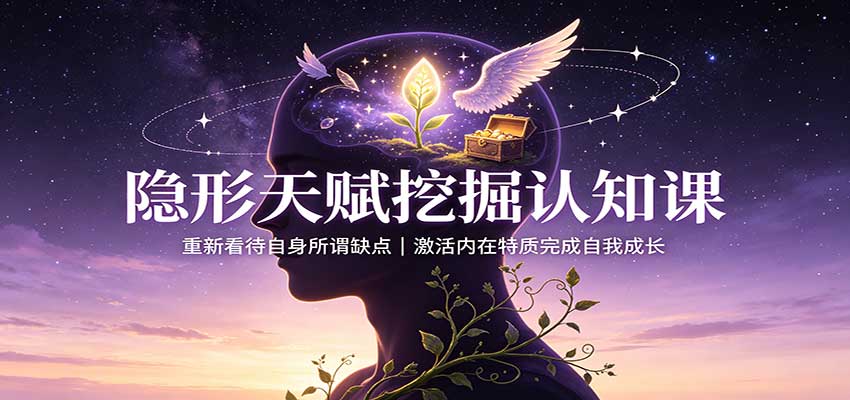 隐形天赋挖掘认知课：重新看待自身所谓缺点，激活内在特质完成自我成长-亿起创业网-副业兼职月入过万-自媒体、引流推广、网赚项目、短视频、技术教程等创业项目资源