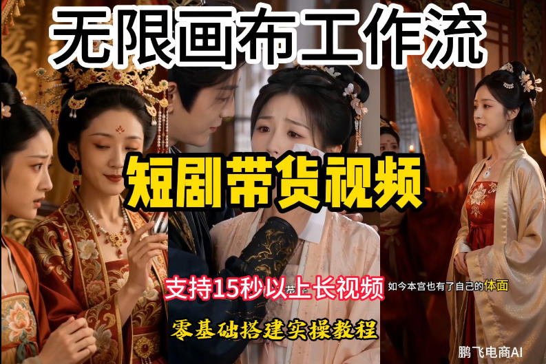 无限画布工作流制作短剧带货视频支持制作15秒以上视频，实操搭建教学，看完教程小白也能轻松搭建-亿起创业网-副业兼职月入过万-自媒体、引流推广、网赚项目、短视频、技术教程等创业项目资源