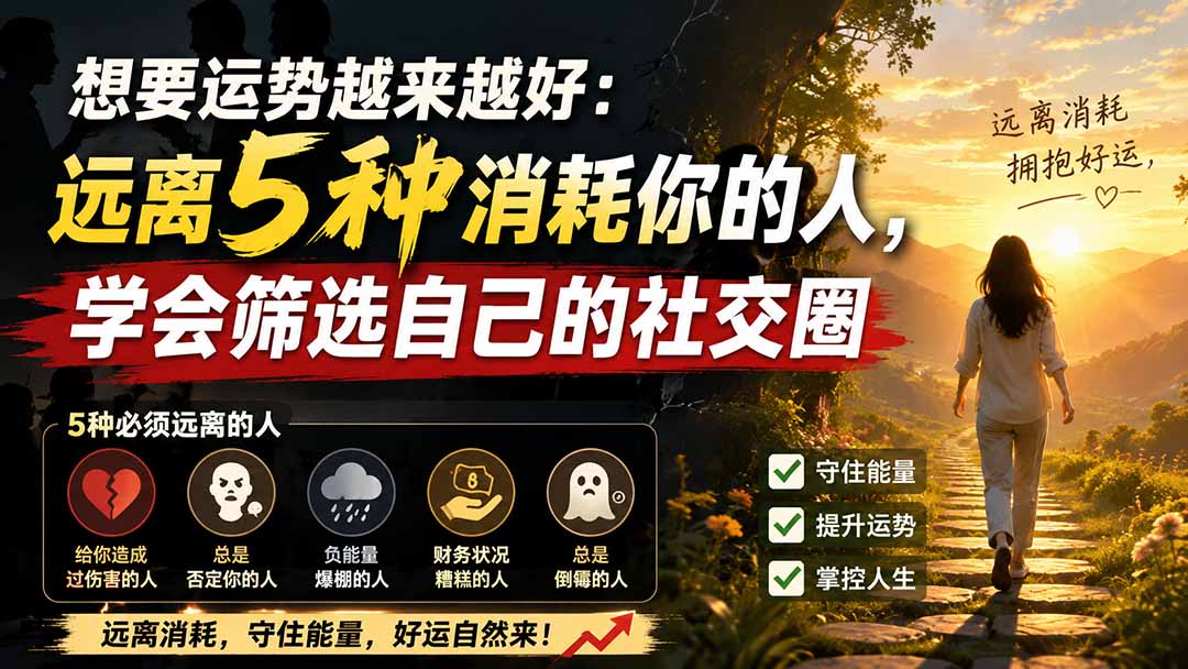 付费文章：想要运势越来越好：远离5种消耗你的人，学会筛选自己的社交圈-亿起创业网-副业兼职月入过万-自媒体、引流推广、网赚项目、短视频、技术教程等创业项目资源