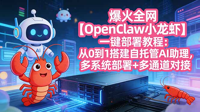 爆火全网【OpenClaw 小龙虾】一键部署教程：从0到1搭建自托管AI助理，多系统部署+多通道对接-亿佰盟网