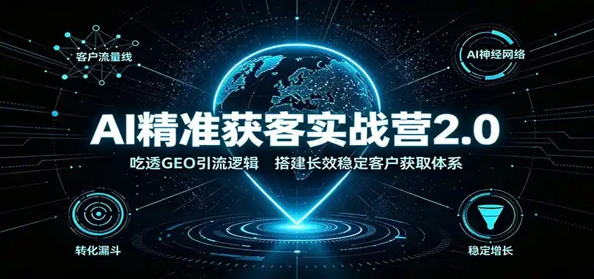 AI精准获客实战营2.0：吃透GEO引流逻辑，搭建长效稳定客户获取体系-亿起创业网-副业兼职月入过万-自媒体、引流推广、网赚项目、短视频、技术教程等创业项目资源