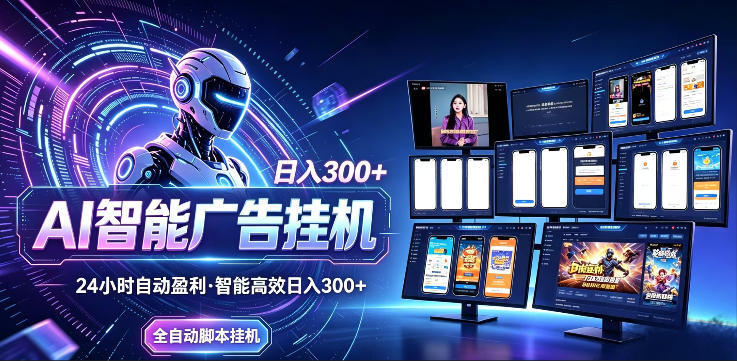 AI智能广告挂G项目，无需人工，单机稳定日入200+，可矩阵放大，24小时不间断刷广告賺收益【揭秘】-亿起创业网-副业兼职月入过万-自媒体、引流推广、网赚项目、短视频、技术教程等创业项目资源